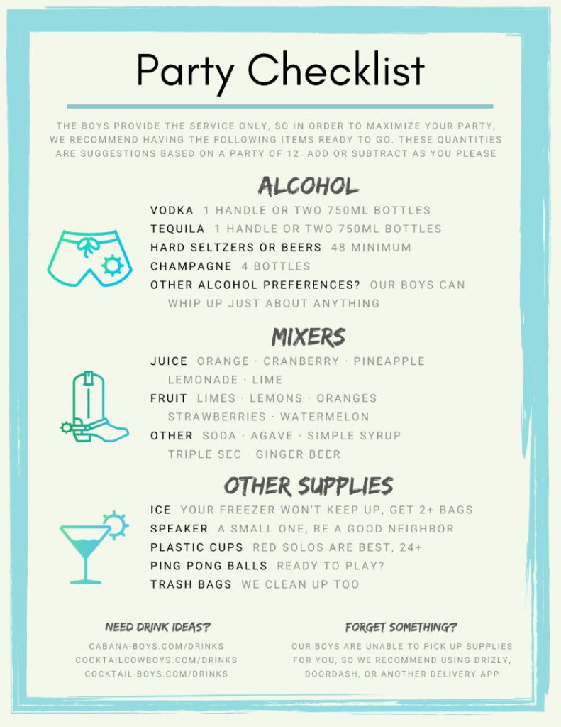 CB Party Checklist