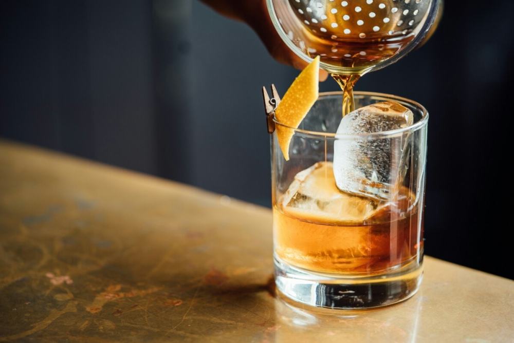 a glass cup on a table