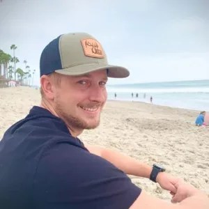 a man standing on a beach