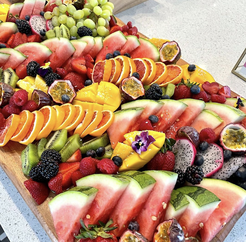 a box filled with different types of fruit